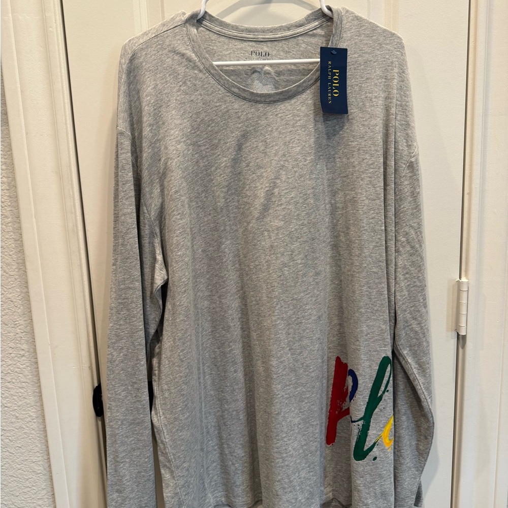 Polo by Ralph Lauren Heather Gray Tee. Classic oversized fit.